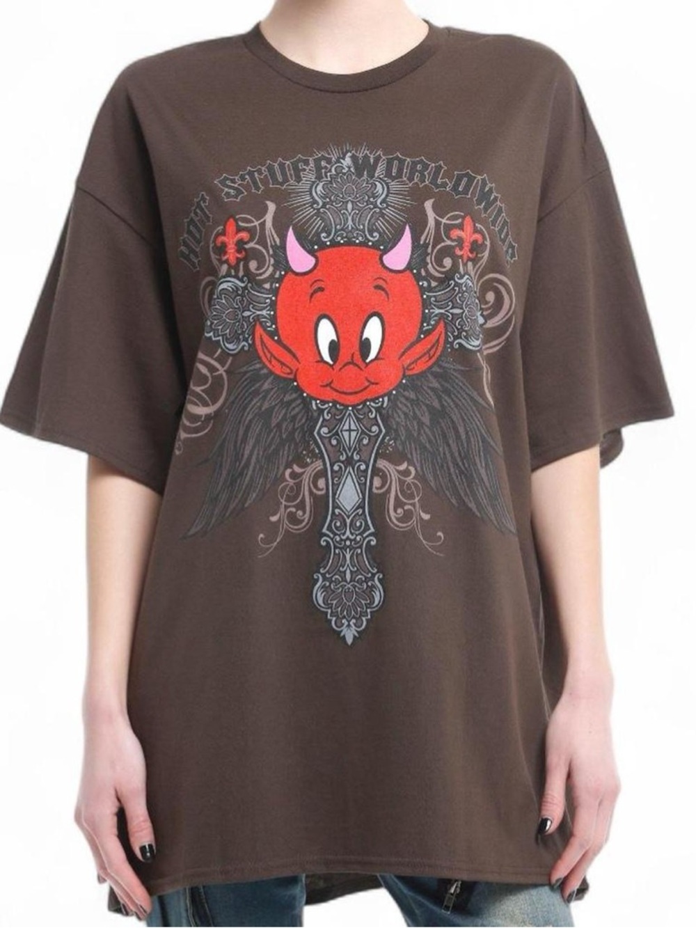 Hot Stuff Ornate Cross Girls Oversized
T-Shirt Size S/M